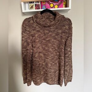 St. John Marled Brown Cowl Neck Sweater Large